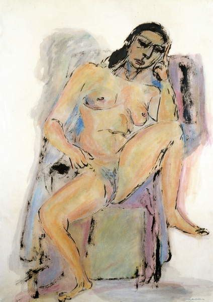 Sitzender Akt Nach Links Seated Nude Turned To The Left By Gustav Klimt