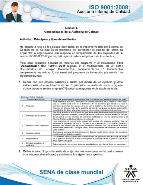 Doc Unidad 1 Generalidades De La Auditoría De Calidad Lairaf Uribe
