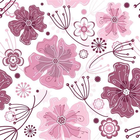 Seamless Pink Floral Pattern Stock Vector Illustration Of Swirl Leaf