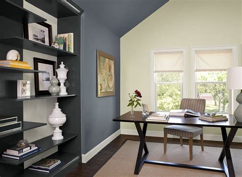 They require just two paint colors. Paint Colors Blue Home Office Ideas Boldly Accented Home ...