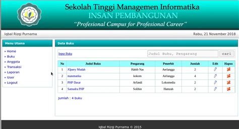 Membuat aplikasi web sekolah php, sobat harus paham dengan bahasa pemograman seperti php dan database mysql, nah bagi sobat yang masih bingung untuk membuat website sekolah berikut ini kami sediakan download website sekolah php gratis, yang menjadi acuan sobat untuk referensi. Download Source Code Aplikasi Perpustakaan Sekolah ...