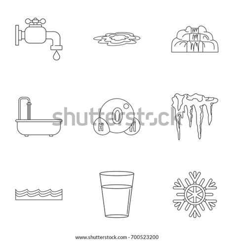 Different Water Form Icon Set Outline Stock Vector Royalty Free