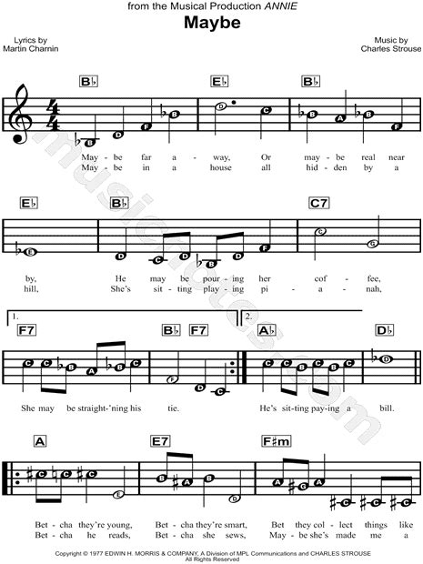 Maybe From Annie Sheet Music For Beginners In C Major Download