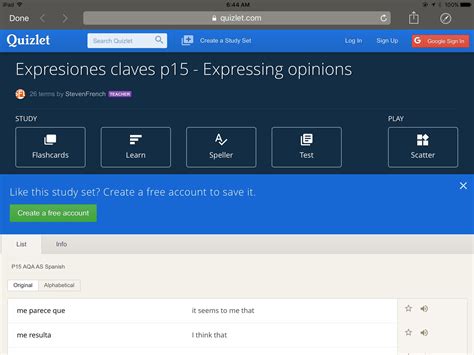 Quizlet: Expressing Opinions | Study set, Flashcards, Teaching spanish