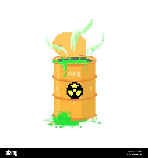 Chemical Waste Barrel Pixel Art 8 Bit Toxic Refuse Keg Pixelated