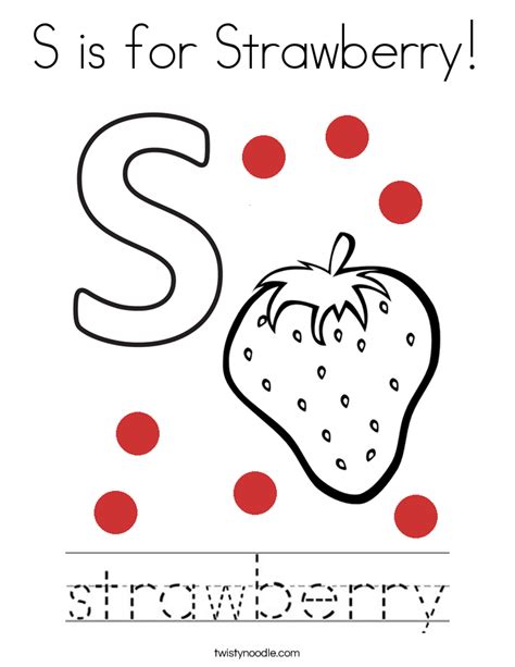 Free printable strawberry coloring pages. S is for Strawberry Coloring Page - Twisty Noodle