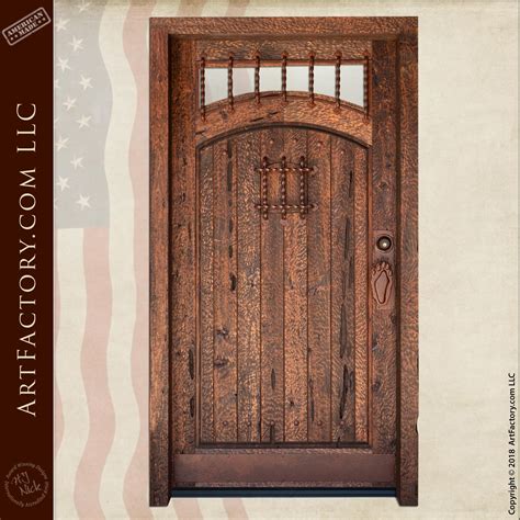 Rustic Cabin Entrance Door Custom Solid Pre Weather Wood