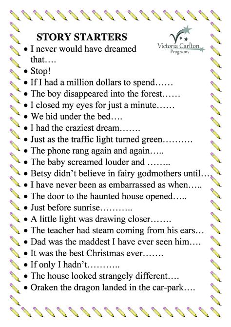 Story Starters Victoria Carlton ~ The Child Whisperer