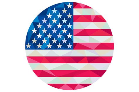Usa flag stars and stripes circle low polygon vector. USA Flag Stars and Stripes Circle Lo ~ Illustrations on ...