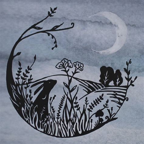 Hare Images Silhouette Art Moon Gazing Hare Tattoo