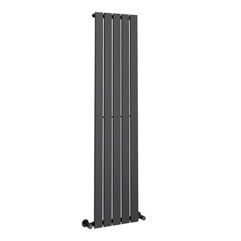 Urban Black Nickel 1600 X 375mm Vertical Single Panel Radiator 5 Bars