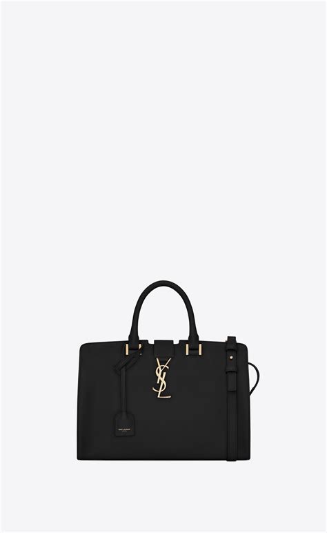 Saint Laurent Small Cabas Ysl Bag In Black Leather