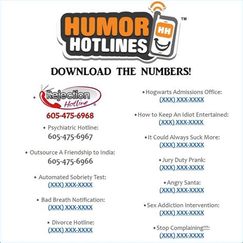 Humor Hotlines Instant Download 10 Humor Hotline Numbers Happy