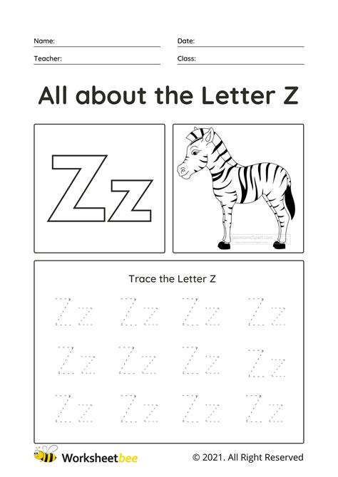 Trace The Letter Z Uppercase And Lowercase Tracing Sheet For Kids