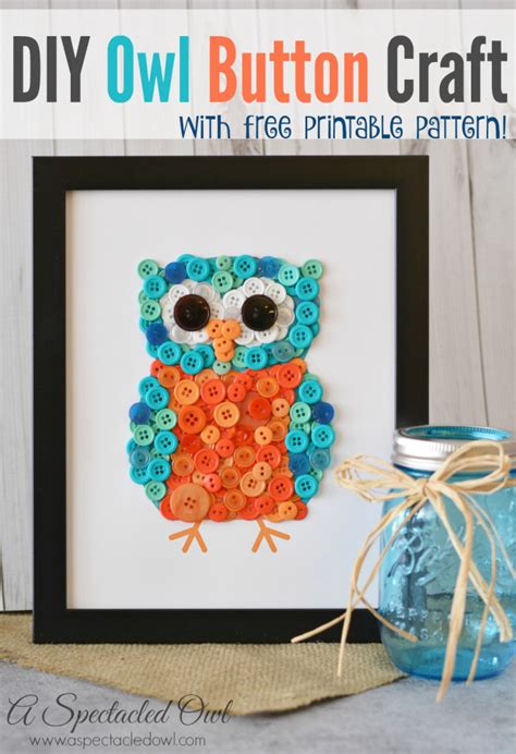 Diy Owl Button Craft A Spectacled Owl