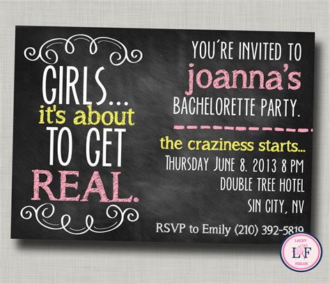 Bachelorette Party Invitation Printable Chalkboard By Laceyfields