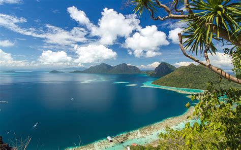 Asia Malaysia Bohey Dulang Tropics Island Ocean Mountains Sky White