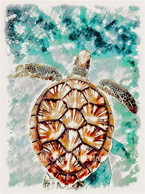 Florida Sea Turtle Digital Download Art Print Gulf Coast Art Etsy