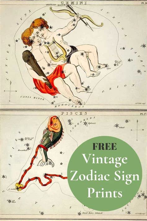 A Wonderful Collection Of Free Vintage Zodiac Sign Pictures To Print