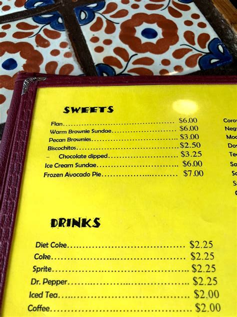 Menu at Orlando's restaurant, Taos, Don Juan Valdez Ln