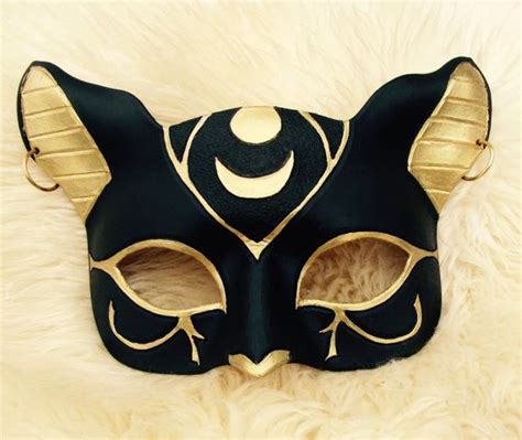 New Demi Bast Egyptian Cat Goddess Leather Mask In Black Etsy Black