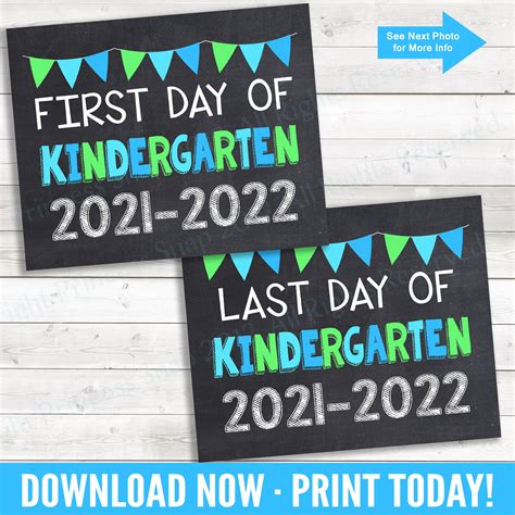 First And Last Day Of Kindergarten 2021 2022 Photo Prop Etsy
