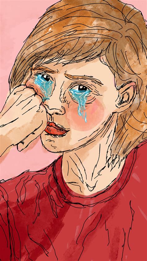 Download Colored Crying Girl Sad Drawing Wallpaper
