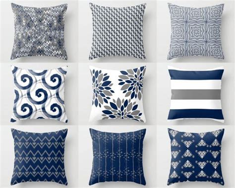 They balance beauty and function by softening outdoor rooms while withstanding weather elements. Throw Pillow Cover, Pillow Covers, Navy White Grey, Accent ...