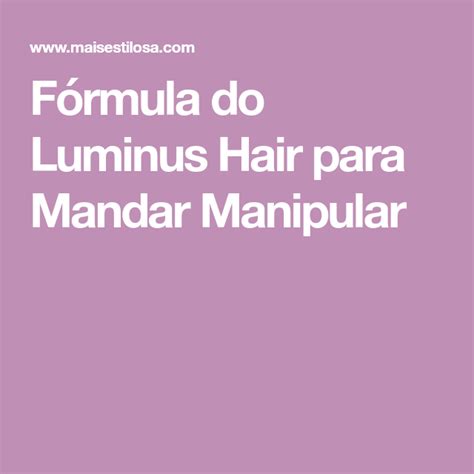 Fórmula Do Luminus Hair Para Mandar Manipular Gaming Logos
