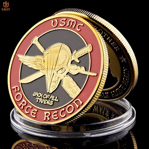 Us Marine Corps Force Recon Usmc Gold Plated Commemorative Challenge