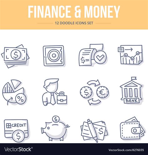 Finance Money Doodle Icons Royalty Free Vector Image