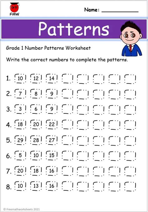 Grade 1 Number Patterns Worksheets Printables Free Worksheets