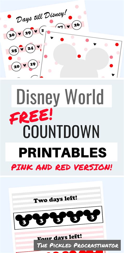 More Free Disney Countdown Printables Disney World Countdown Disney Countdown Disneyland