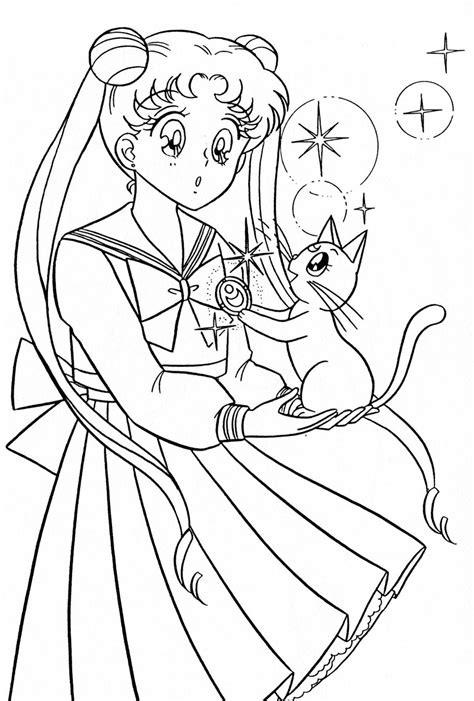 Sailor Moon Cat Coloring Page Coloring Pages