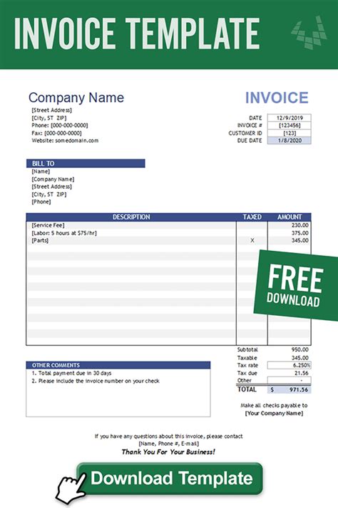 Free Invoice Template For Excel Artofit