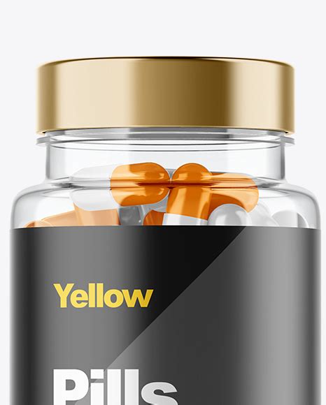 Download Clear Pills Bottle Mockup in Bottle Mockups on Yellow Images Object Mockups
