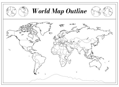 A4 Size World Map Outline World Map Outline World Map Printable Free