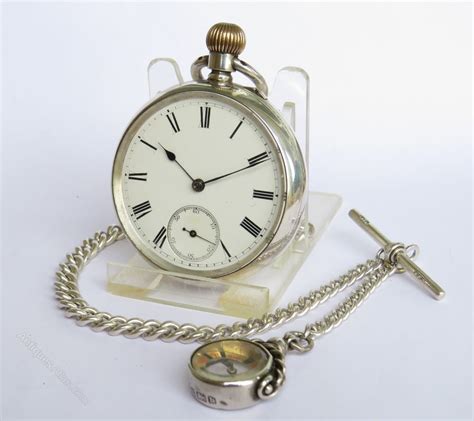 Antiques Atlas Antique English Silver Pocket Watch Chain And Fob