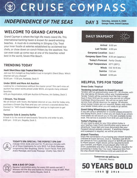 Independence of the Seas Cruise Compass - Royal Caribbean Discussion