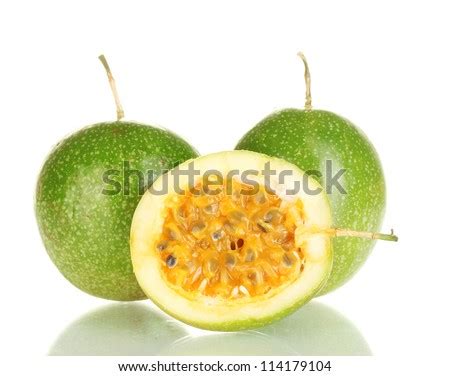 Maybe you would like to learn more about one of these? Green Passion Fruit Isolated On White Background Close-Up ...