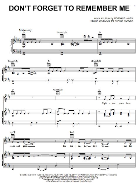 Dont Forget To Remember Me Sheet Music Carrie Underwood Piano
