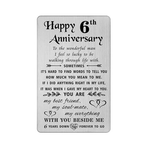 Tanwih Happy 6th Wedding Anniversary Card 6 Year Anniversary Ts For