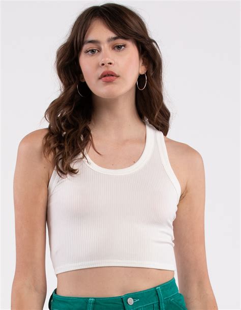 HEART HIPS Womens Ribbed Cropped Tank Top SOFT WHITE Tillys