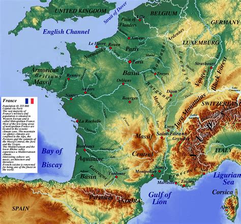 France In Map Physical Map Of France Shaded Relief Outside Large