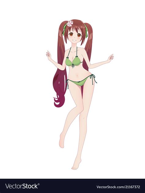 Beautiful Anime Manga Girl In Bikini Royalty Free Vector