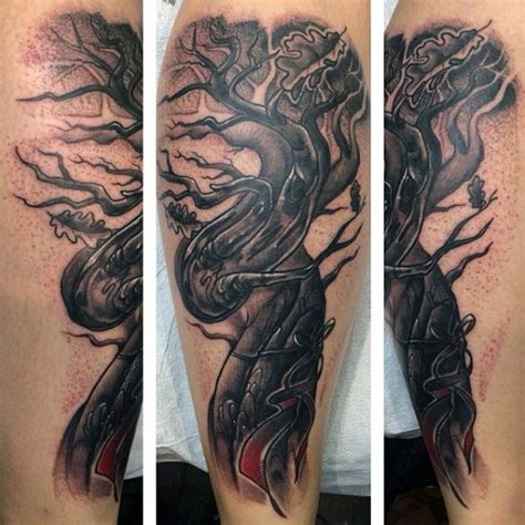 Black And White Forearm Tattoo Of Creepy Tree Tattooimages Biz My XXX Hot Girl