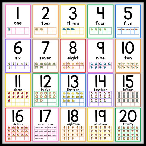 Number Posters And Flash Cards 0 20 Color Made By Teachers