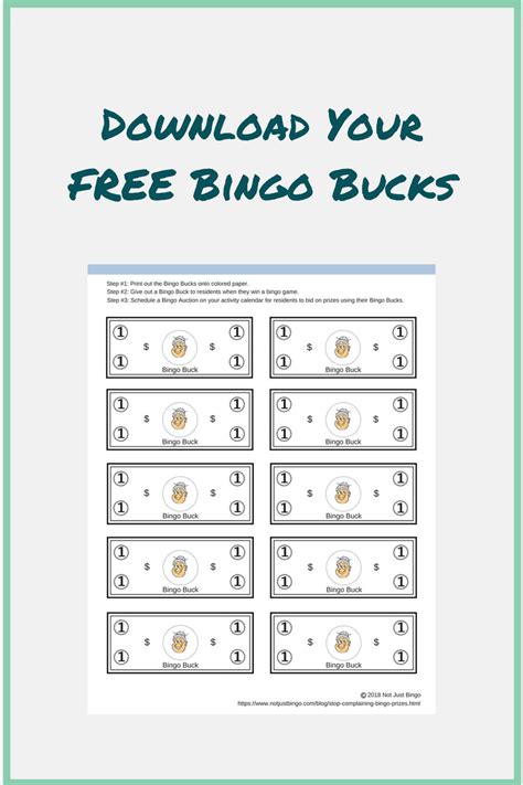 Free Printable Bingo Bucks Template