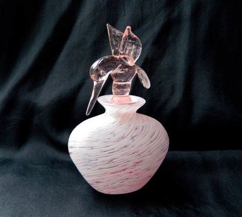 Great Vintage Hand Blown Pink Hummingbird Art Glass Vanity Etsy Perfume Bottles Glass Art