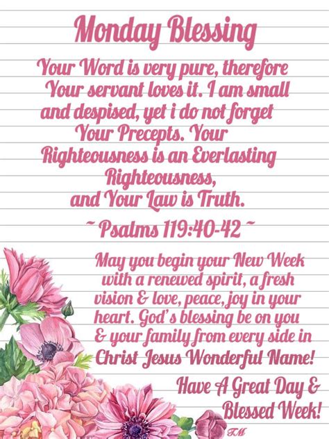 In this post, we will look at monday prayer. Psalms 119:40-42~~J | Monday blessings, Morning greetings ...